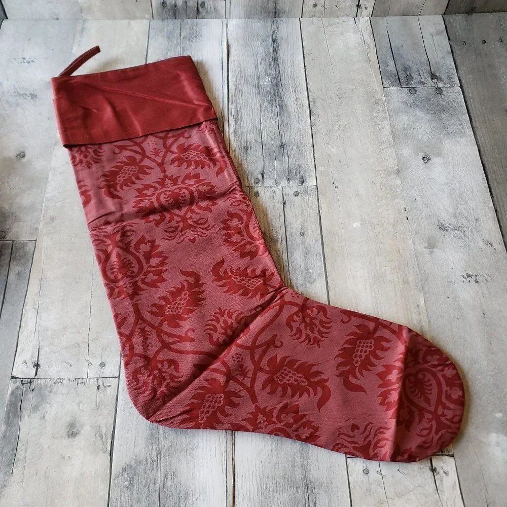 Restoration Hardware (set of 2) Red Thai Silk Christmas Stockings
